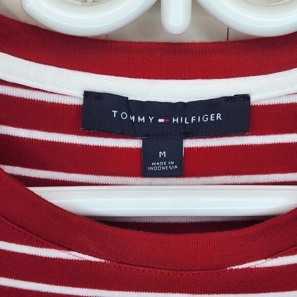 [M] Tommy Hilfiger Red and White Striped T-Shirt Dress Size Medium 100% Cotton - Picture 4 of 8